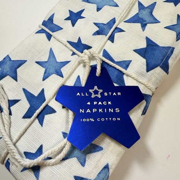 ALL STAR USA Red White & Blue American Theme 100% Cotton Napkins 4 Pack Set New - Picture 5 of 5